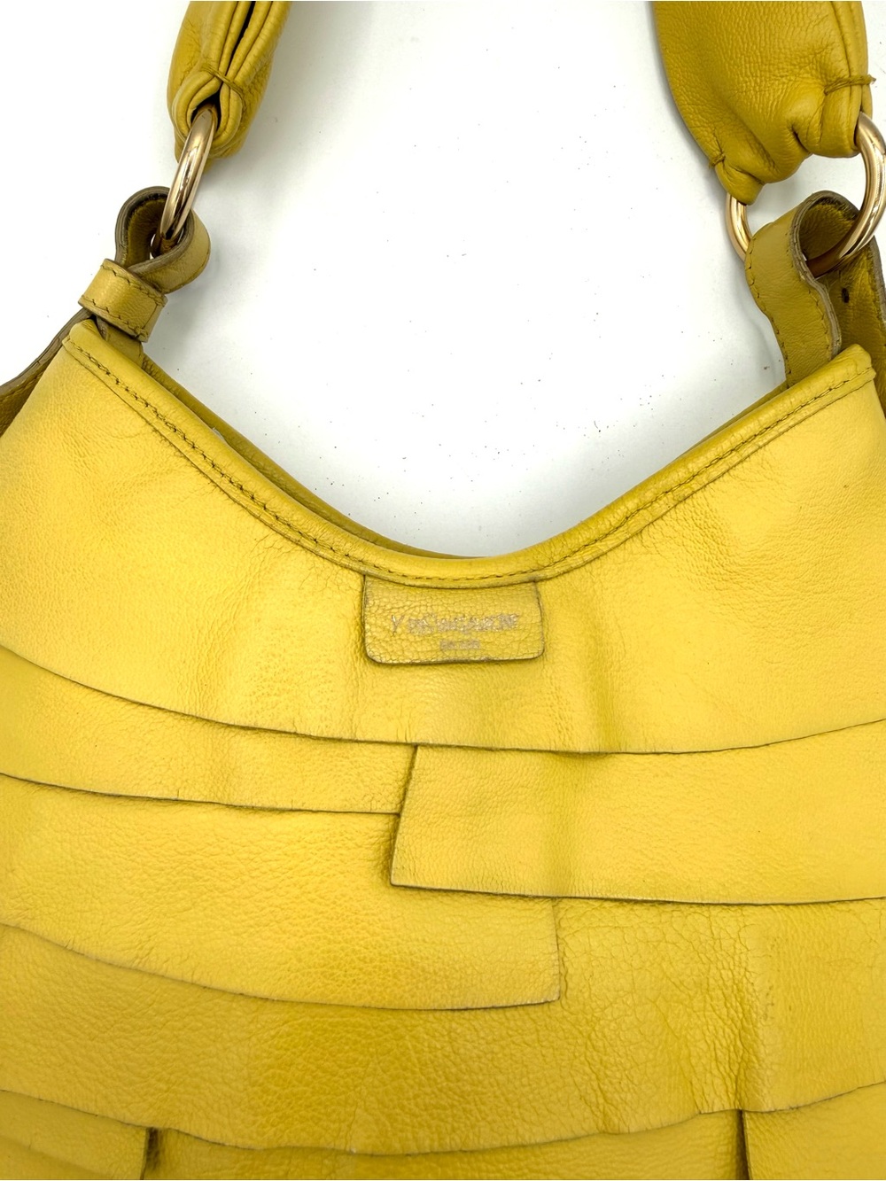 Yves Saint Laurent Yellow Layered Ruffle Leather St. Tropez Mombasa Shoulder Bag - Picture 4 of 12